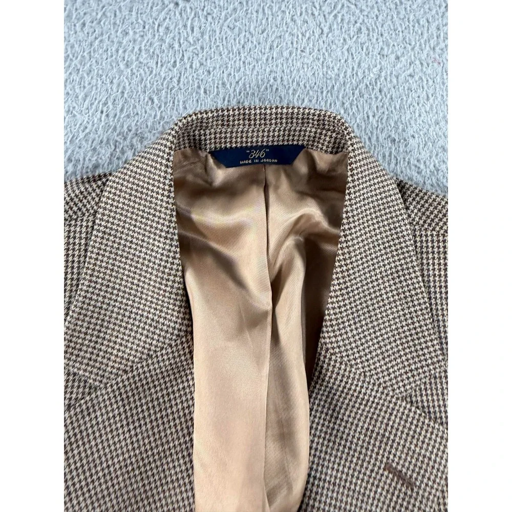 Brooks Brothers 346 Blazer Men's 44S Brown Houndstooth Wool Single Breasted Coat